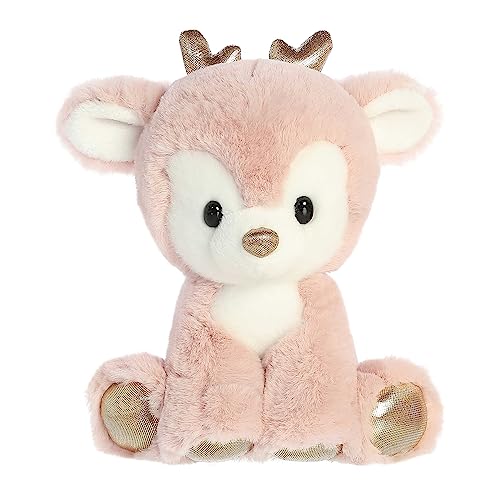 Aurora® Festive Holiday Dashing Reindeer™ Stuffed Animal - Seasonal Cheer - Heartwarming Gifts - Rose Gold 8 Inches