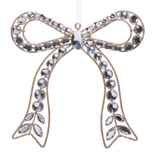 7.25" Clear Jeweled Bow Ornament ***PRE-ORDER***