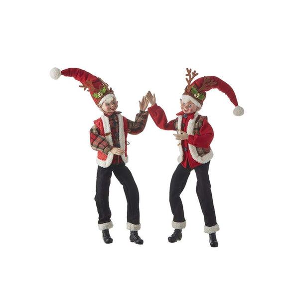 Raz Imports 2021 24" Posable Elf w/Reindeer Antlers Figurines, Assortment of 2