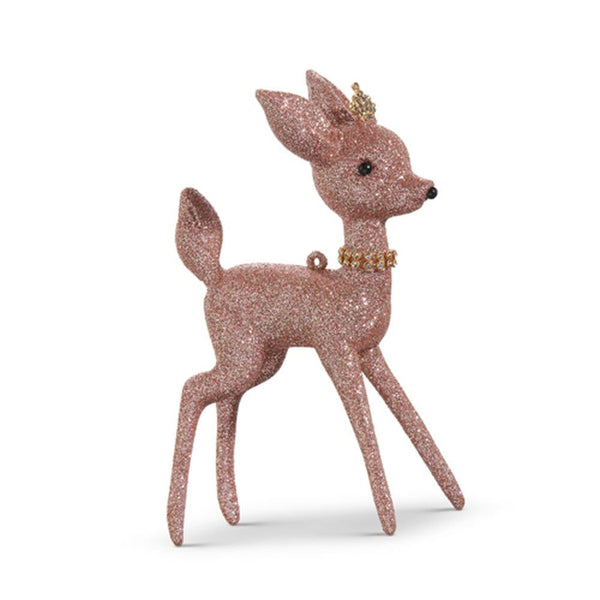 Glittered Pink Deer Ornament