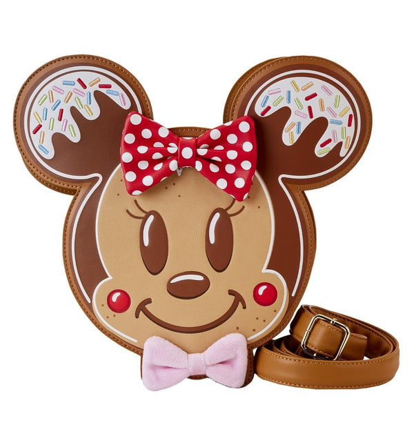 Loungefly Mickey and Minnie Gingerbread Cookie Figural Crossbody Bag