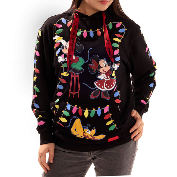 Loungefly Mickey & Friends Holiday String Lights Glow Unisex Hoodie