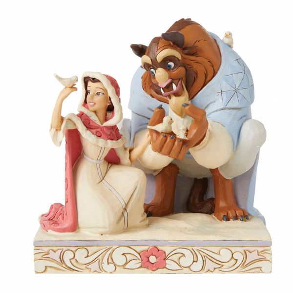 Disney Traditions Belle & Beast White Woodland