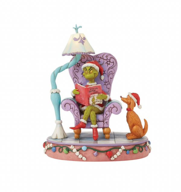 Dr. Seuss The Grinch by Jim Shore First Edition Reading Chair with Lamp Lit Figurine **PREORDER ITEM**