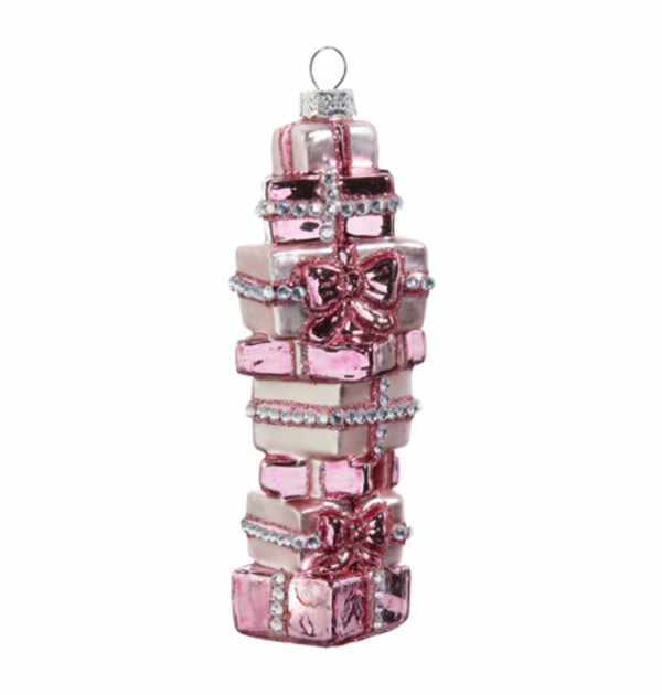 Pink Stack of Presents Ornament