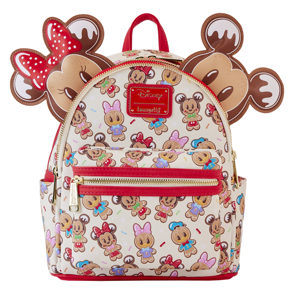 Loungefly Mickey & Friends Gingerbread Cookie All-Over Print Mini Backpack With Ear Headband **PREORDER ITEM**