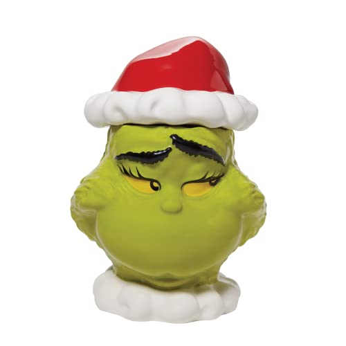 Department 56 The Grinch Face Sly Smile Sculpted Canister Cookie Jar