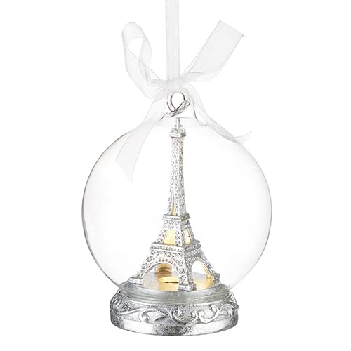 Lighted Eiffel Tower in Globe Ornament