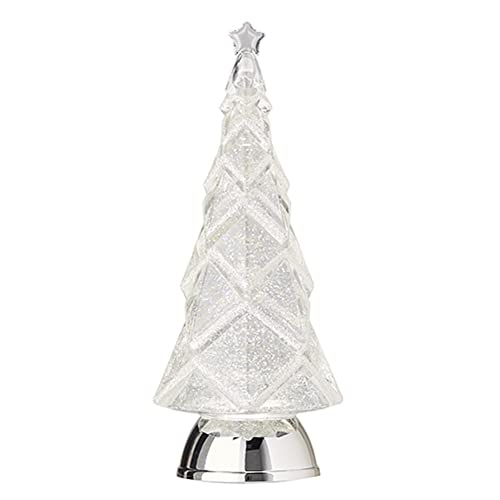 RAZ Imports Silver Glittered Lighted Tree with Swirling Glitter