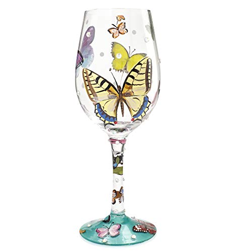 Lolita “Butterflies” Hand-painted Artisan Wine Glass