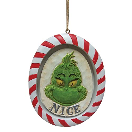 Enesco Grinch by Jim Shore Grinch Rotating Promo, Hanging Ornament, 4.25 Inch, Multicolor