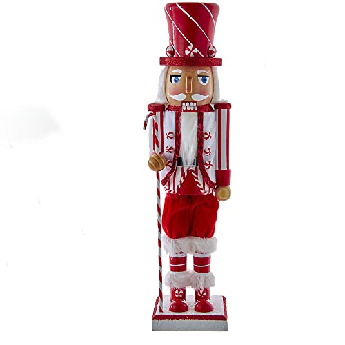 Kurt S. Adler Peppermint Nutcracker, 15-Inch, Red