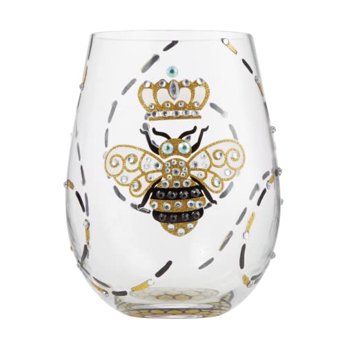 Enesco Designs by Lolita Queen Bee Hand-Painted Stemless Wine Glass