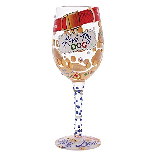 Lolita “Love My Dog” Hand-painted Artisan Wine Glass