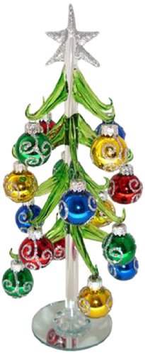 Glass Tree with Silver Glitter Ornaments