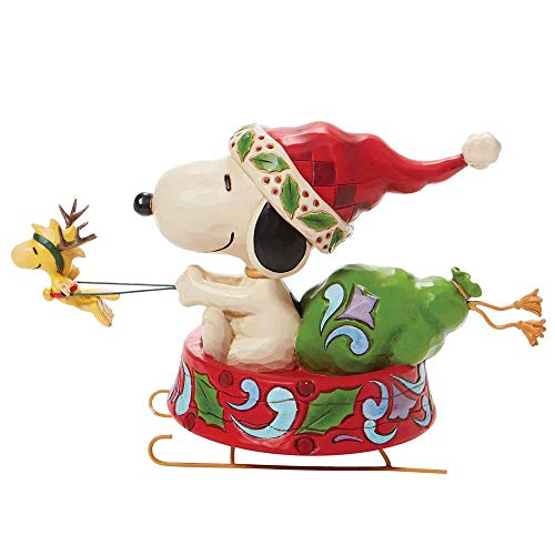 Jim Shore Santa Snoopy in Dog Bowl Sled Figurine