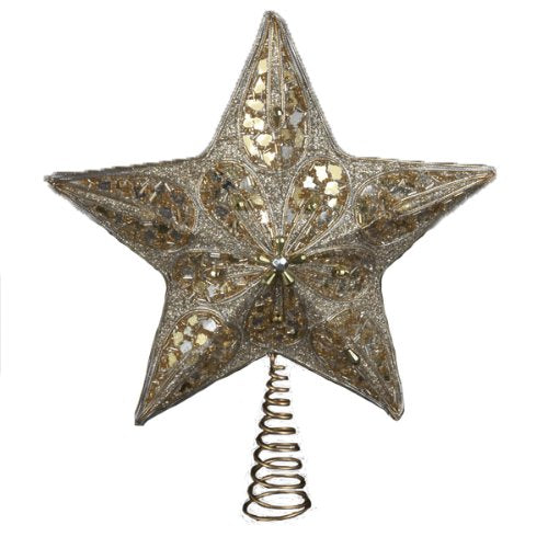 Kurt Adler 14" Seasons of Elegance Silver and Gold Star Tree Topper