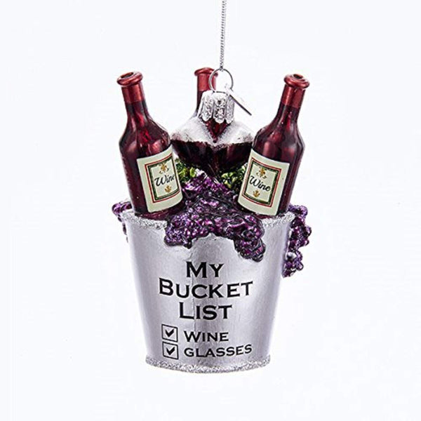 Noble Gems™ Wine Bucket List Glass Ornament for Christmas