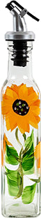 Hand Painted Glass Sunflower Oil and Vinegar Glass 8oz