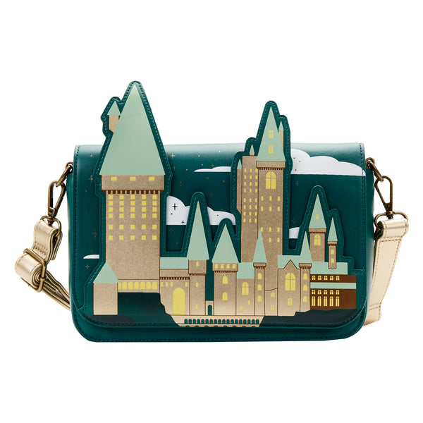 Loungefly Harry Potter Golden Hogwarts Castle Crossbody Bag with Pouch
