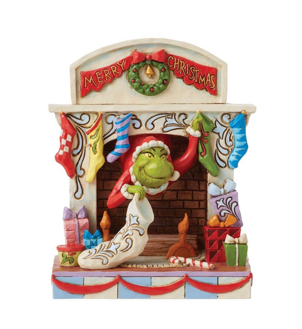 NEW Grinch Peaking Out of Fireplace by Jim Shore