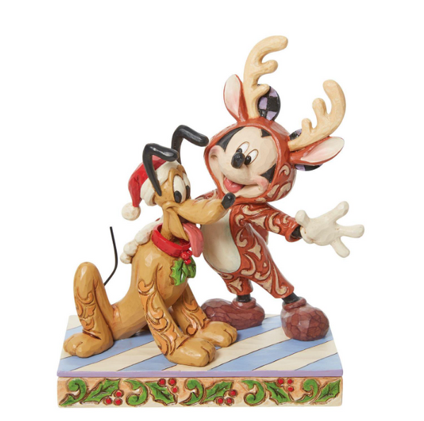 NEW Mickey Reindeer with Pluto Santa Disney Traditions by Jim Shore