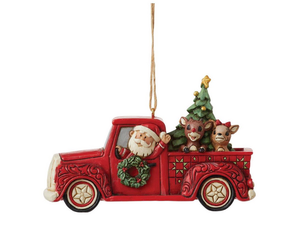 Rudolph in Red Truck Ornament by Jim Shore