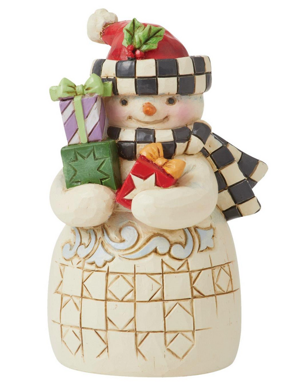 NEW Mini Snowman with Checkered Hat by Jim Shore **PREORDER ITEM**