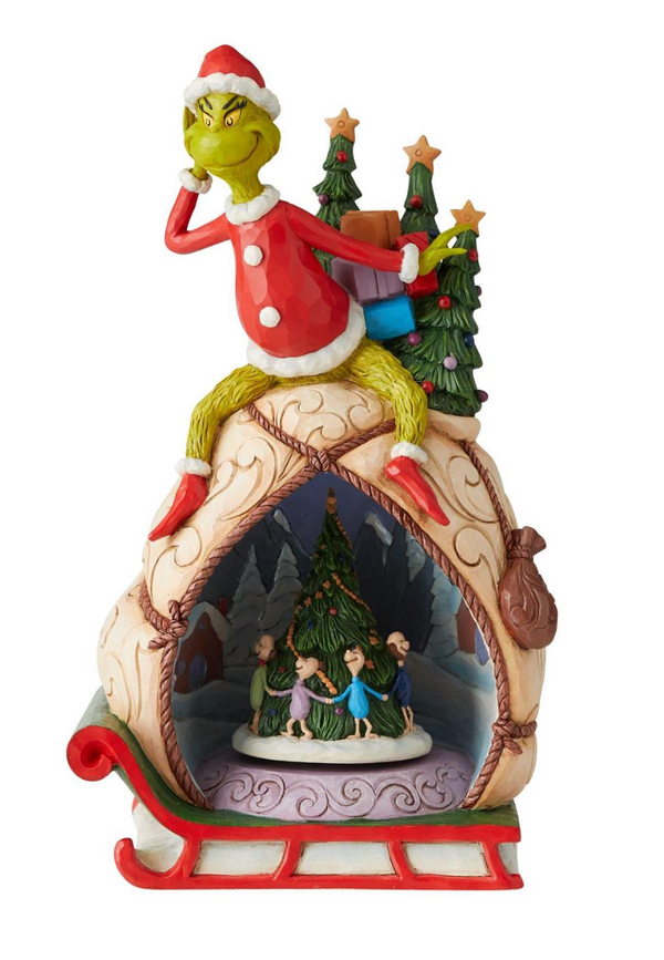 Grinch with Lit Rotatable Scene by Jim Shore